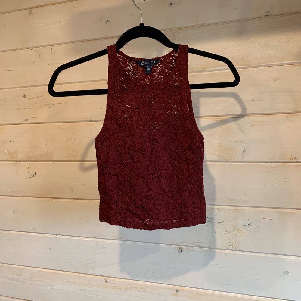 American Eagle | Soft & Sexy Burgundy Lace Tank Top